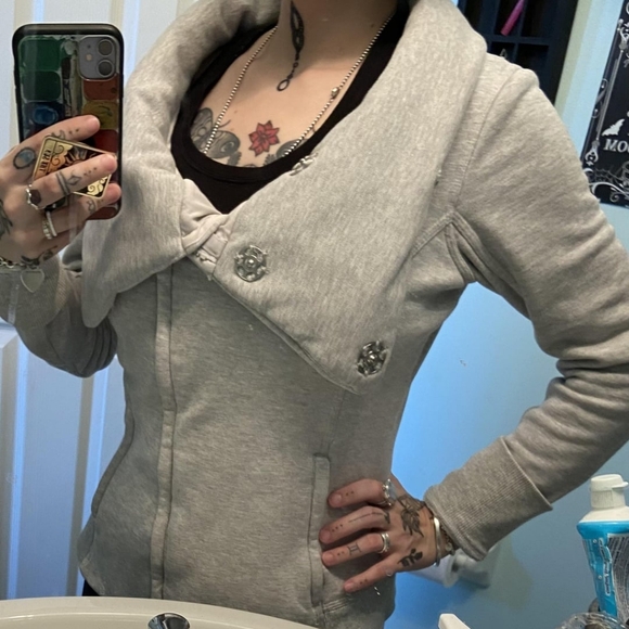 Lululemon Karmacollected Light Gray Cotton Zip Snap Jacket size 4 - Picture 9 of 9